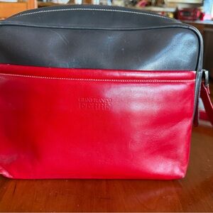 Gianfranco Ferre Red and Black Leather Shoulder Bag